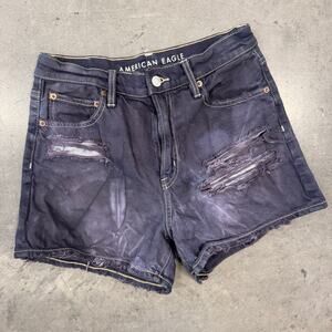 Vintage Y2K American Eagle Distressed Purple Acid Wash Denim Jean Shorts 28/4